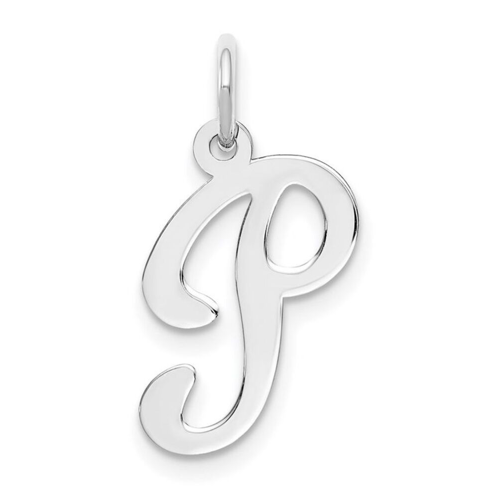 14k White Gold, Sophia Collection, Small Script Initial P Pendant
